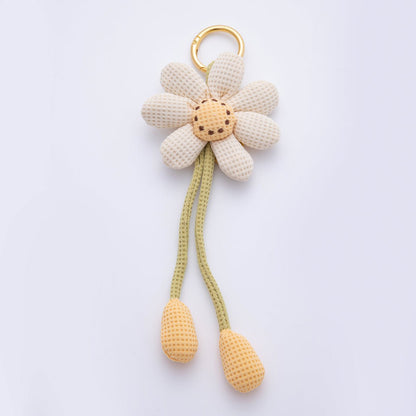 18K Gold Filled Pink, Yellow, Green, White Flower Daisy Plush Bag Charm Keychain WB-00082