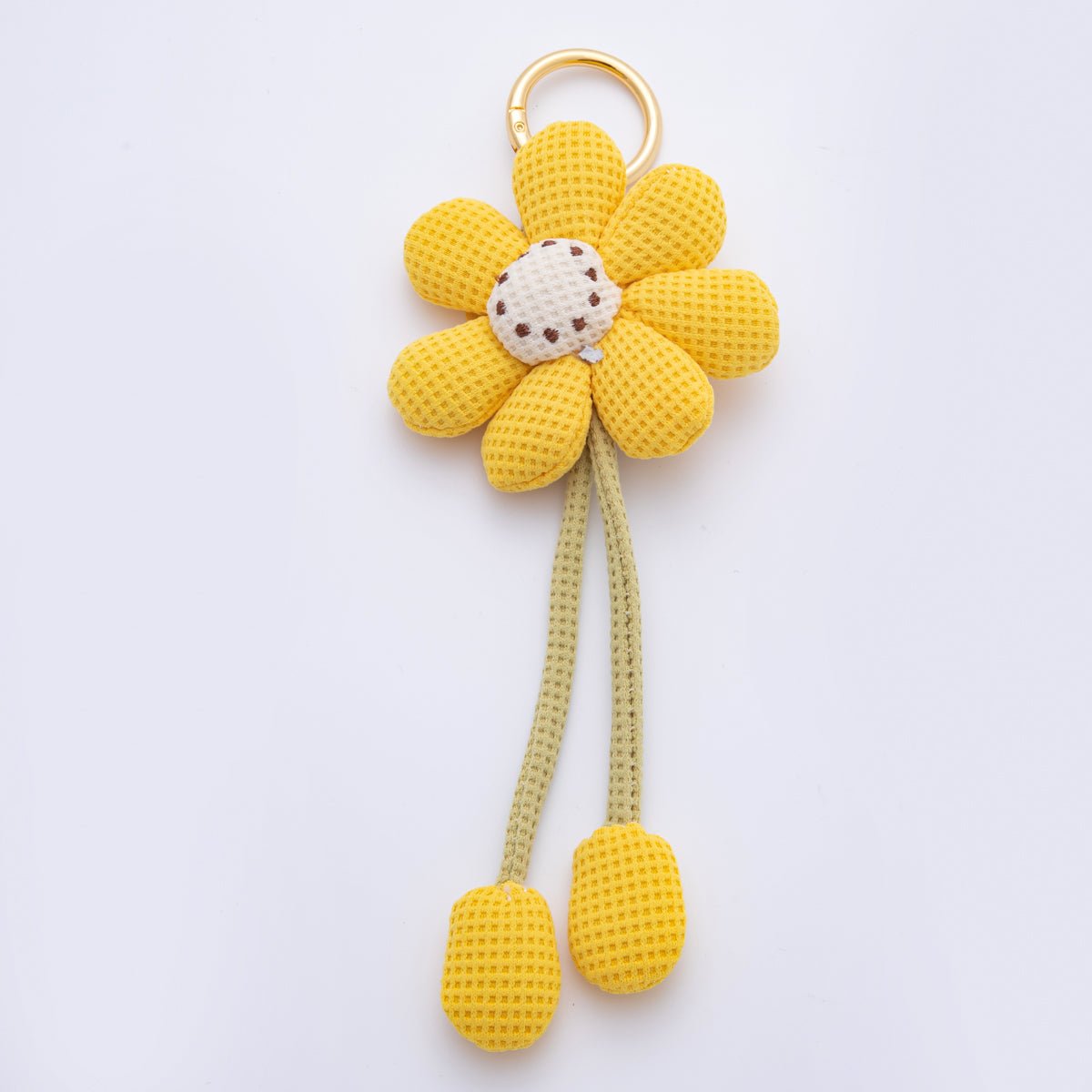 18K Gold Filled Pink, Yellow, Green, White Flower Daisy Plush Bag Charm Keychain WB-00082