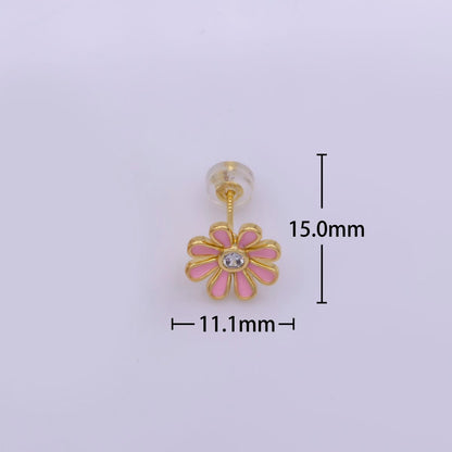 Daisy Earring Studs Floral Flower 18K Gold Plated Cute Dainty Earring for Gift T-198 ~ T-200