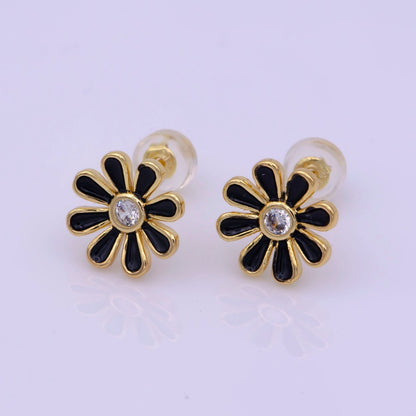Daisy Earring Studs Floral Flower 18K Gold Plated Cute Dainty Earring for Gift T-198 ~ T-200