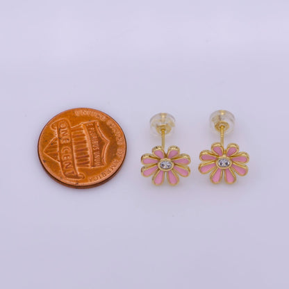 Daisy Earring Studs Floral Flower 18K Gold Plated Cute Dainty Earring for Gift T-198 ~ T-200