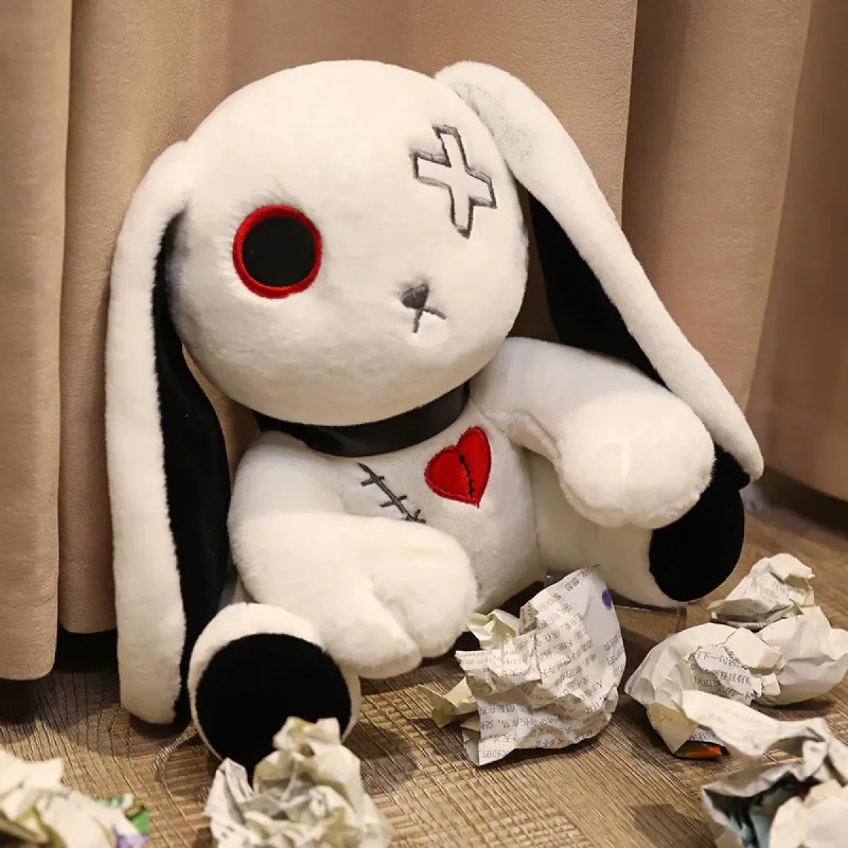 Dark Series Plush Bunny Toy - Gothic Rock Style Easter Rabbit Plushie