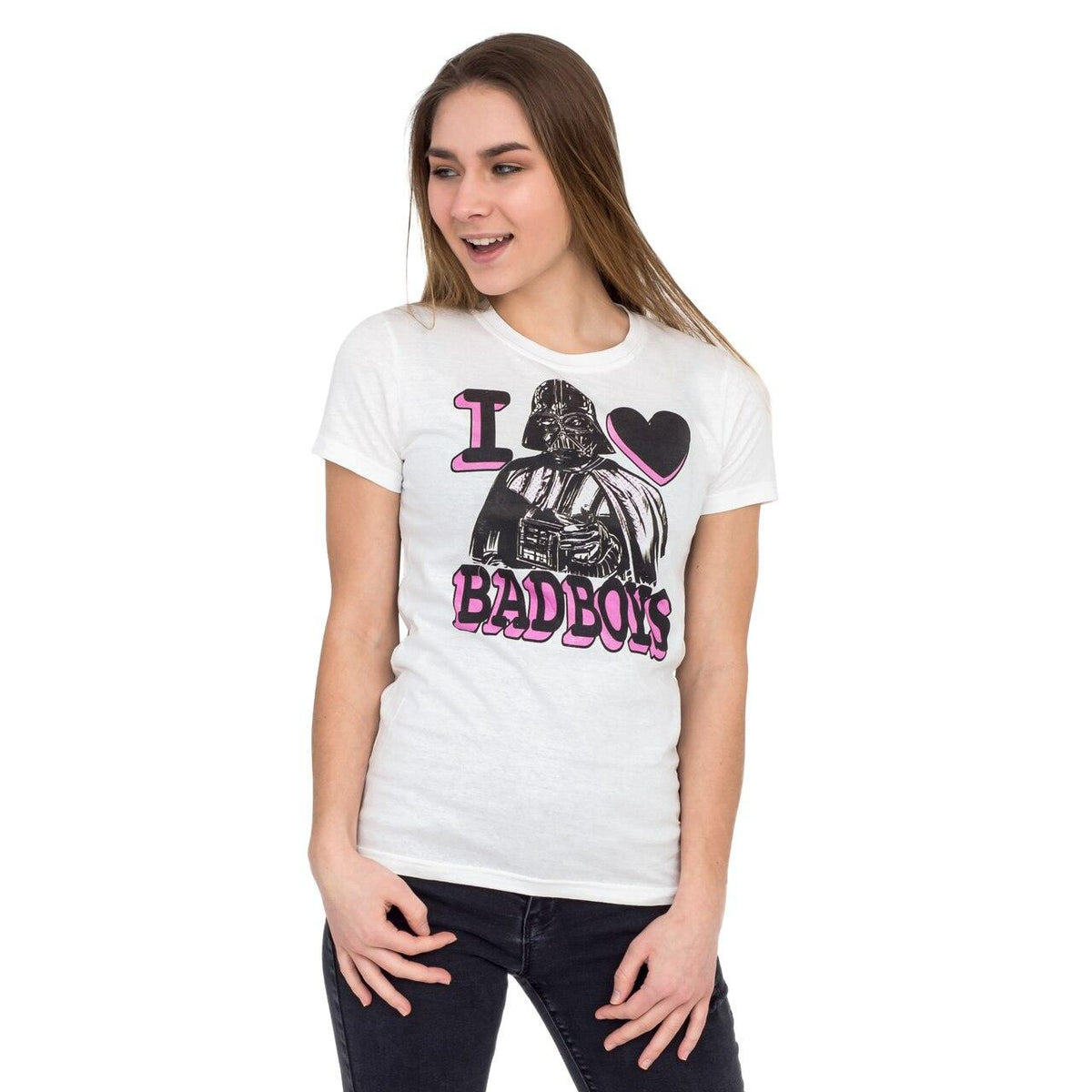 Darth Vader Pink and Black Print I Heart Bad Boys T-shirt