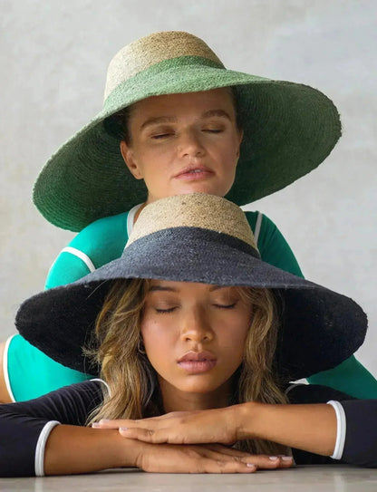 RIRI DUO Jute Straw Hat - Natural &amp; Kelly Green | Femstylo