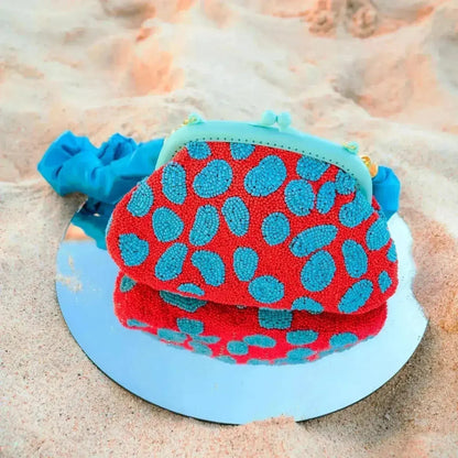 ARNOLDI ARIELA Hand-beaded Clutch, in Red &amp; Turquoise