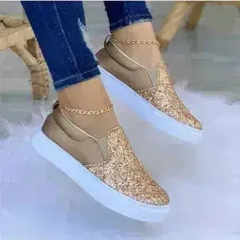 Glitter Moccasin Loafers for Women – Rose Gold, Black &amp; Gold Styles