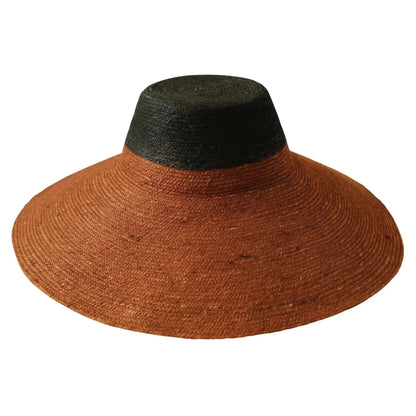 RIRI DUO Jute Straw Hat, in Burnt Sienna &amp; Black