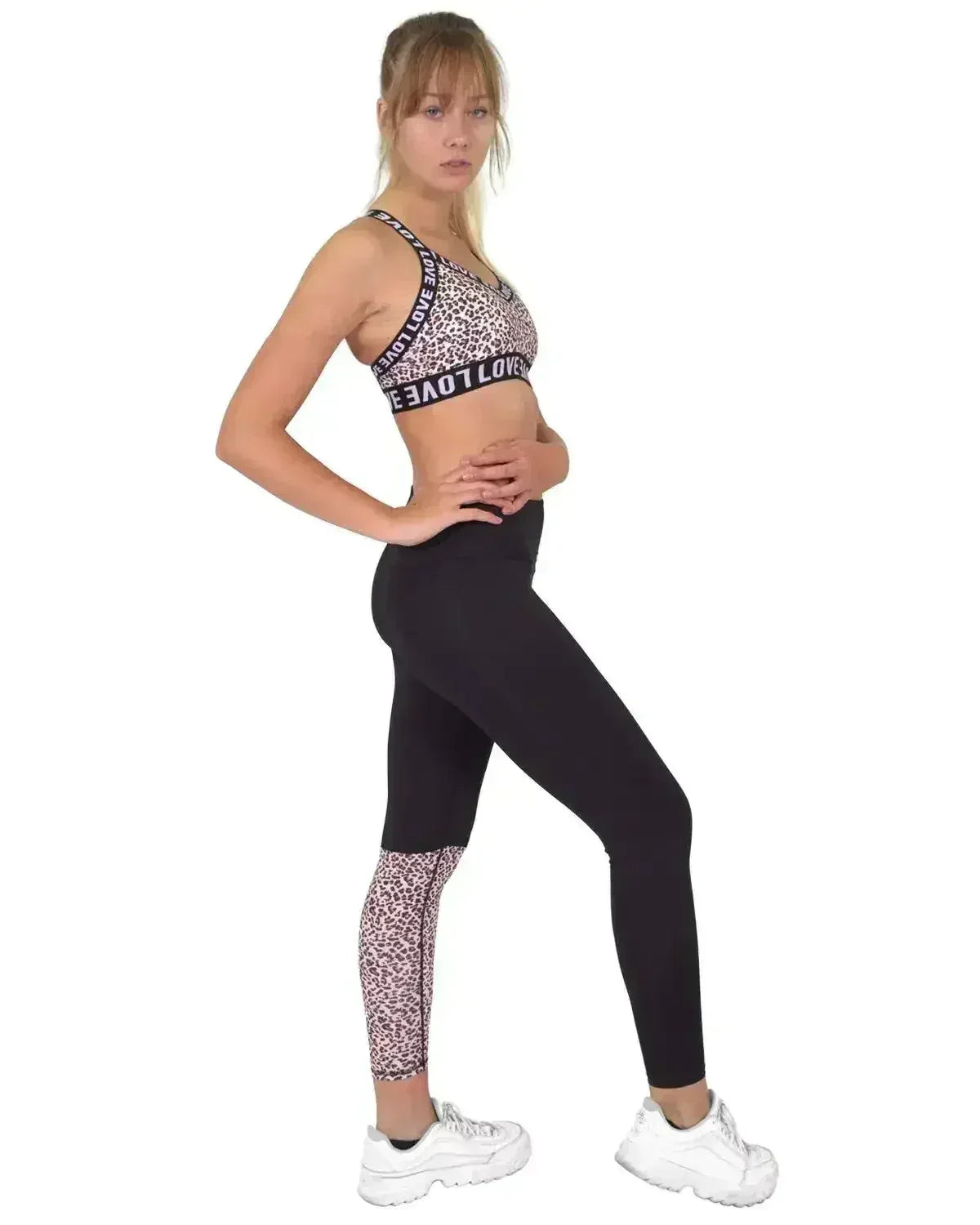 Jordena Leggings &amp; Sports Bra Set - Black &amp; Leopard Print
