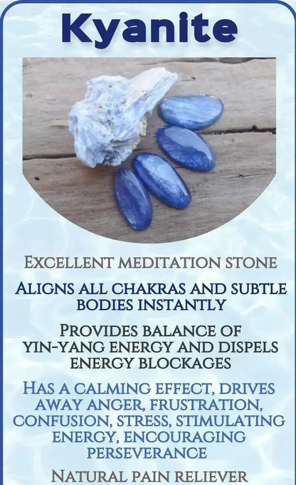 Blue Kyanite &amp; Crystal Quartz Stretch Bracelet! Genuine Stones!