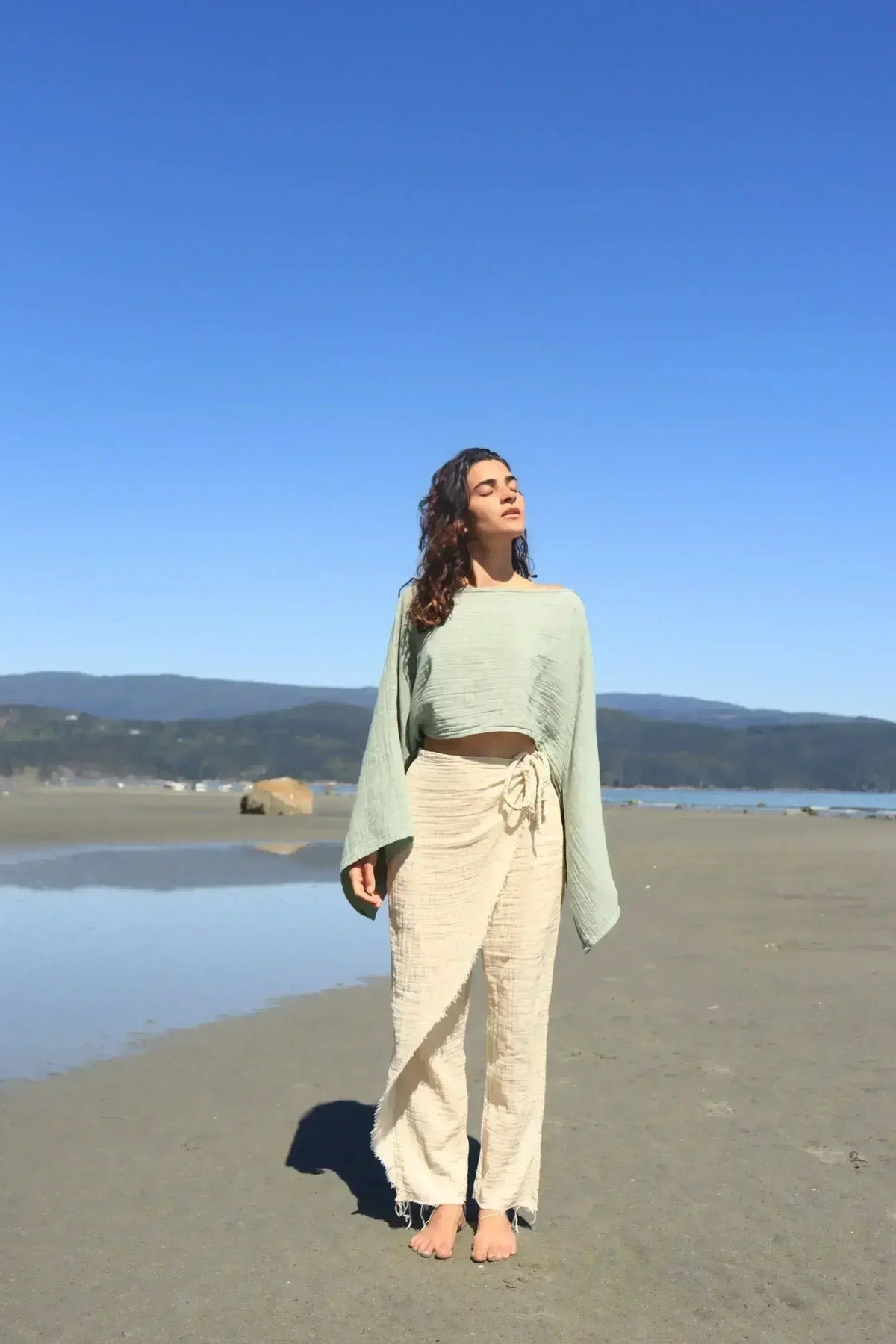 Organic Cotton Long Sleeve Crop Top - Sustainable &amp; Handmade