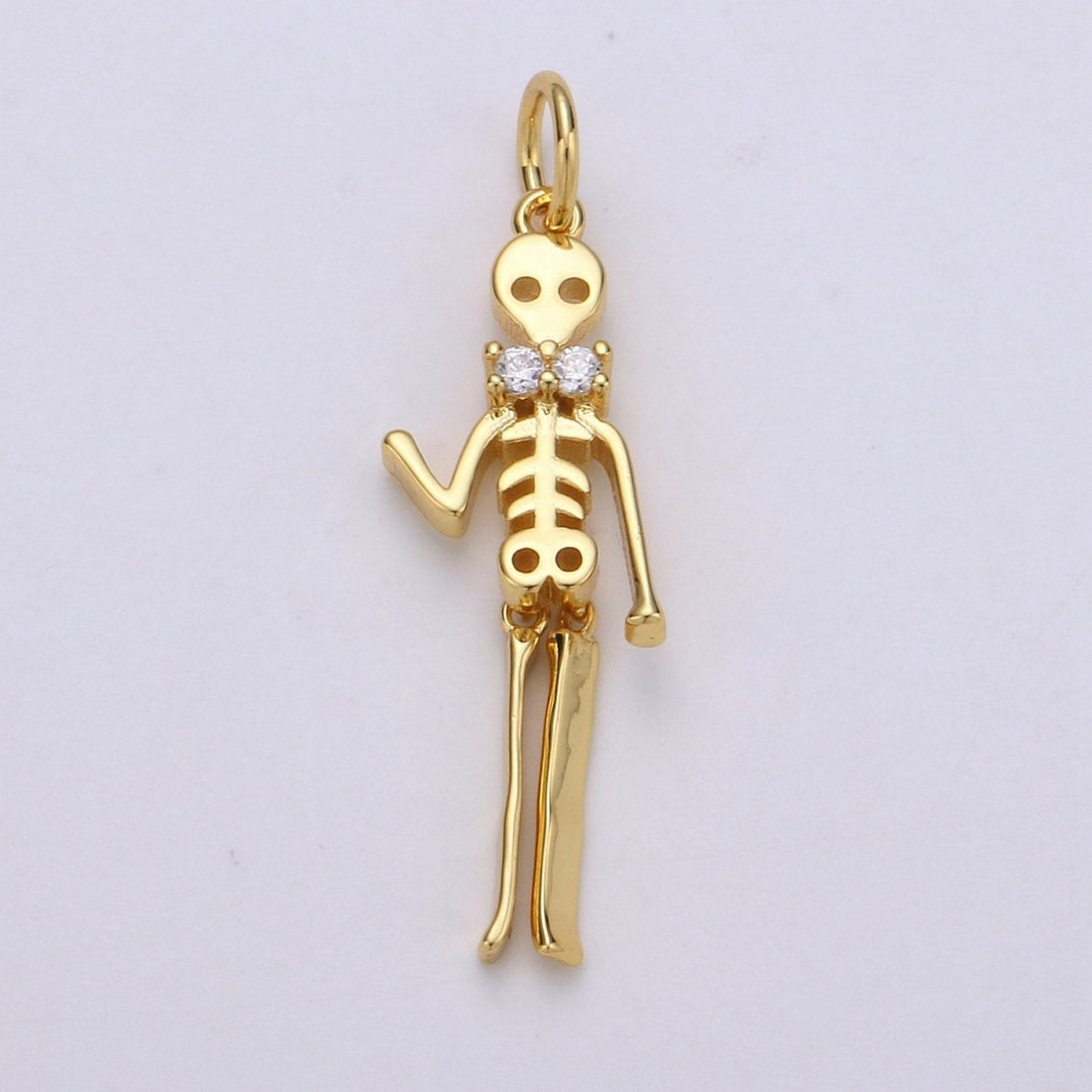 Day of the Dead Charm - Dia de los Muertos Pendant - Miniature Skeleton Gold Skull Charm for Halloween Necklace Jewelry Supply D-684 D-691