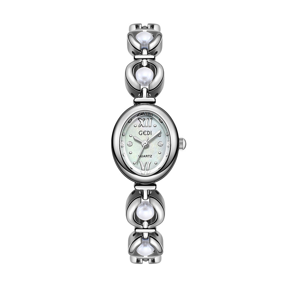Gedi National Style Emerald Good-looking Bracelet Watch Niche High-grade Light Luxury Shell Pearls Exquisite Women&