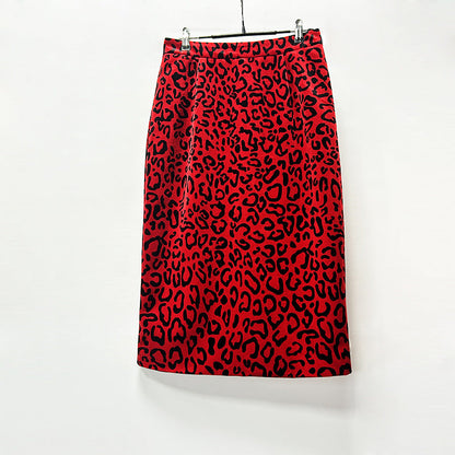 Leopard Print Double Breasted Blazer &amp; Midi Pencil Skirt 2-Piece Suit Set