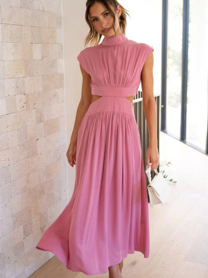 Elegant Cutout Mock Neck Sleeveless Dress