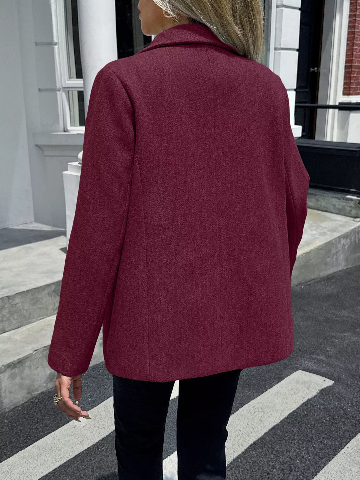 Lapel Collar Button Up Blazer