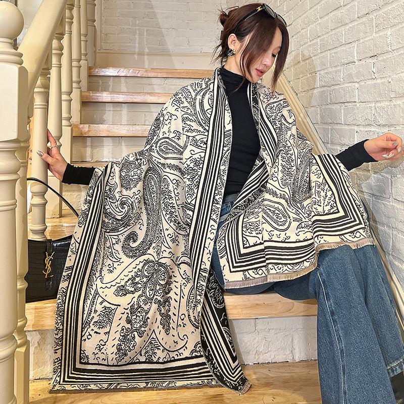 Female Versatile Fashion Thickened Warm Cashmere Scarf