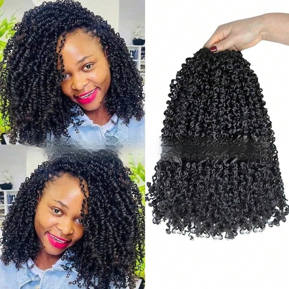 Synthetic Fiber Wig8 Inches24 StrandsCrocheted Small CurlsIrregular Style