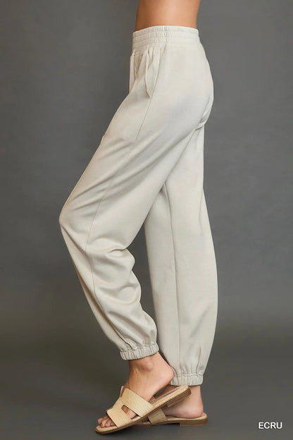 Umgee Drawstring Jogger Pants with Front Seam Detail