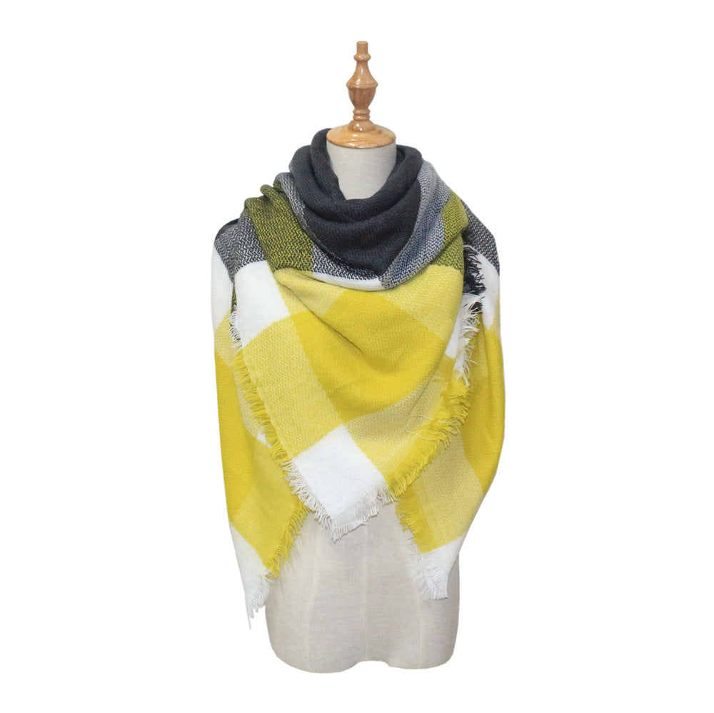 Plaid-print Versatile Neck Scarf Shawl