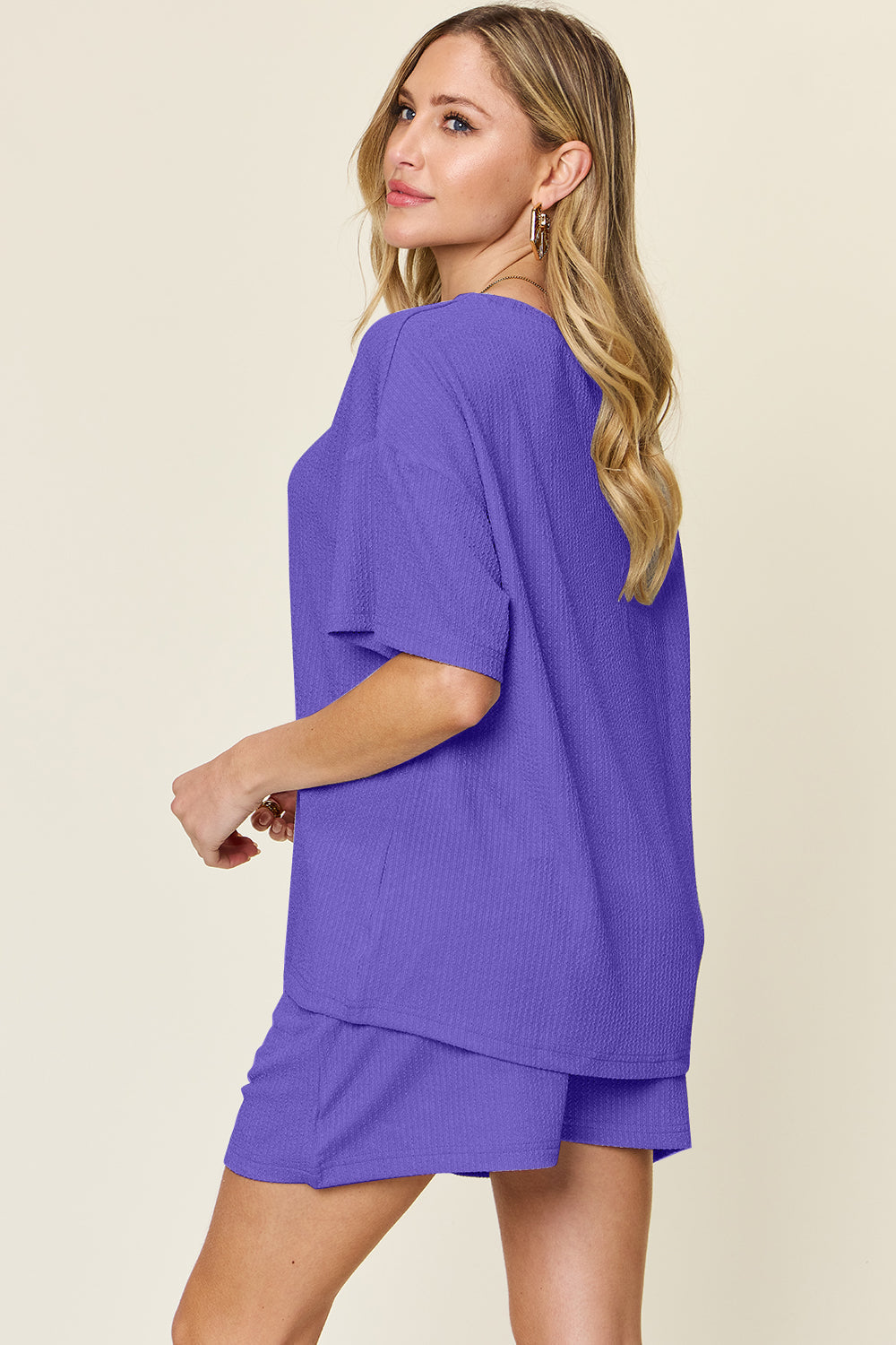 Slightly Stretchy Round Neck T-Shirt &amp; Shorts Set