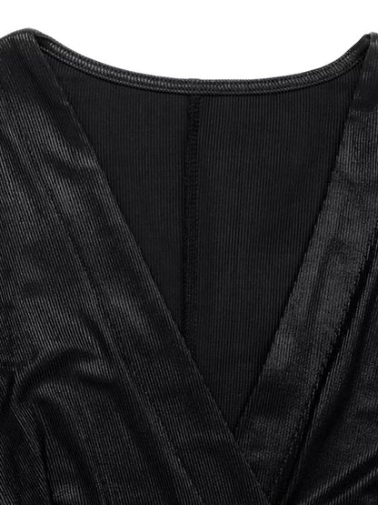 Surplice Long Sleeve Midi Dress