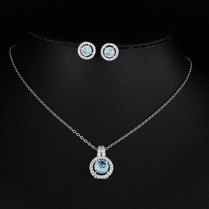 Two-piece Zircon Disc Necklace Set