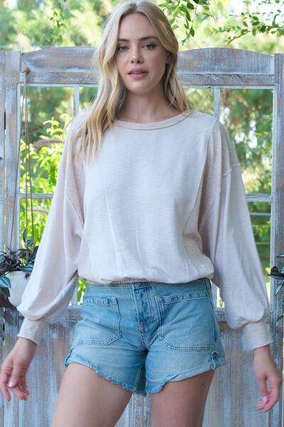 Hailey &amp; Co Rib and Two Tone Knit Mixed Top for Women