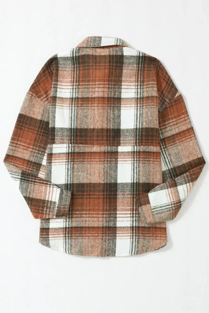 Pink &amp; Grey Button Up Plaid Flannel Shacket – Femstylo