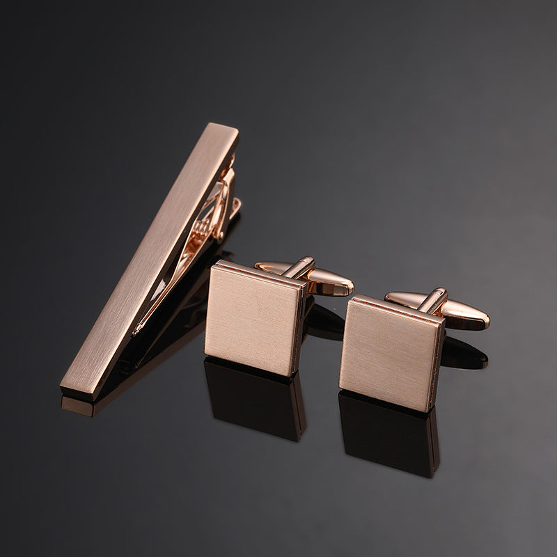 Gold Silver Black Cross Square Brushed Tie Clip