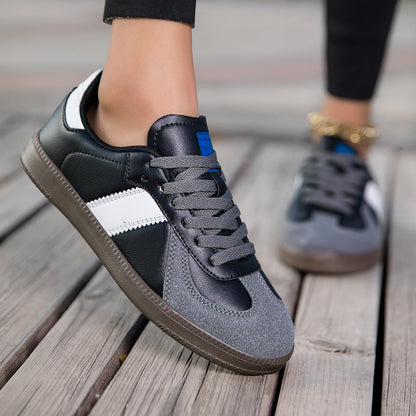 Womens Style White Lace Up Casual Sneakers With A Leopard Print Flat Sole