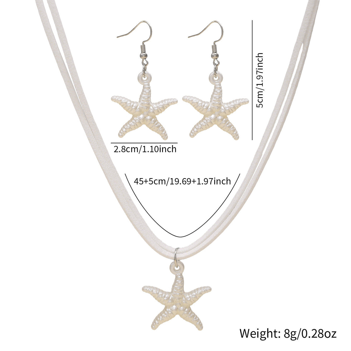 New Cross-border Bohemian Beach Jewelry Set For Women, Ocean Style Starfish Pendant Matching Earrings &amp; Versatile Unique Necklace