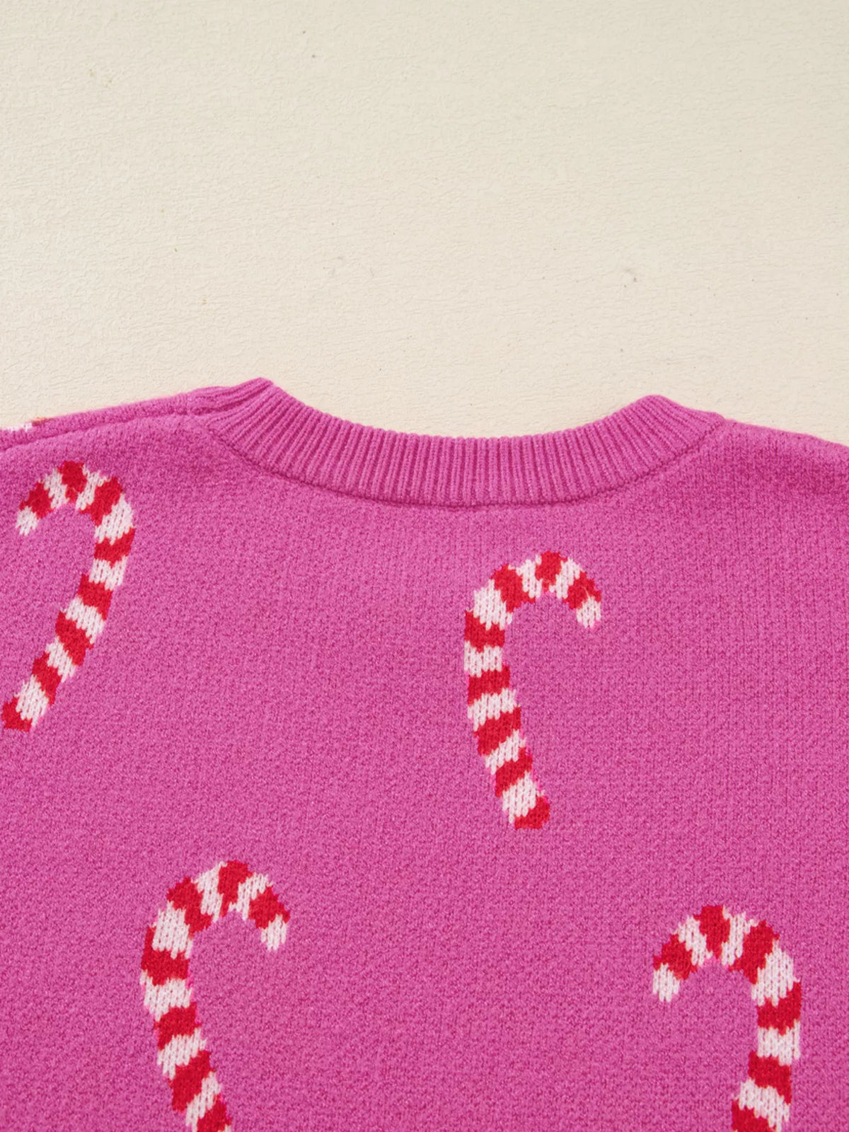 Christmas Candy Cane Holiday Drop Shoulder Sweater