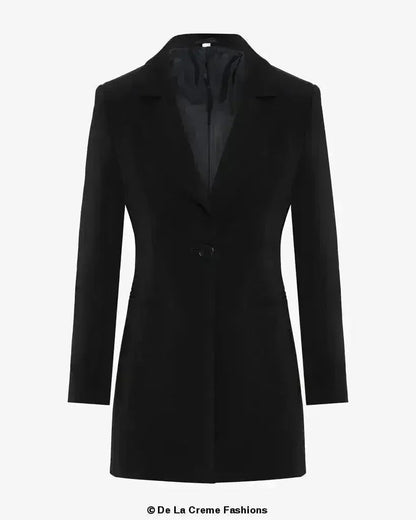 De La Creme Womens Collared Formal Longline Blazer