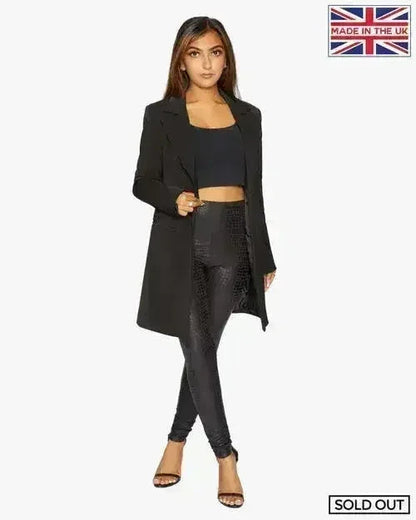 De La Creme Womens Collared Formal Longline Blazer
