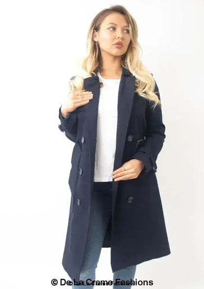 Double-Breasted Trench Coat - UK Made Polyester Blend | Femstylo