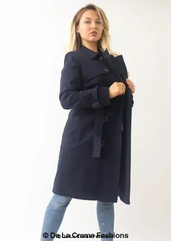 Double-Breasted Trench Coat - UK Made Polyester Blend | Femstylo