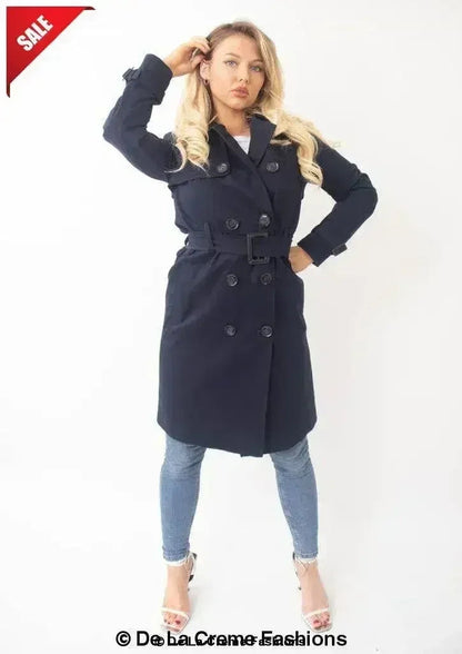 Double-Breasted Trench Coat - UK Made Polyester Blend | Femstylo