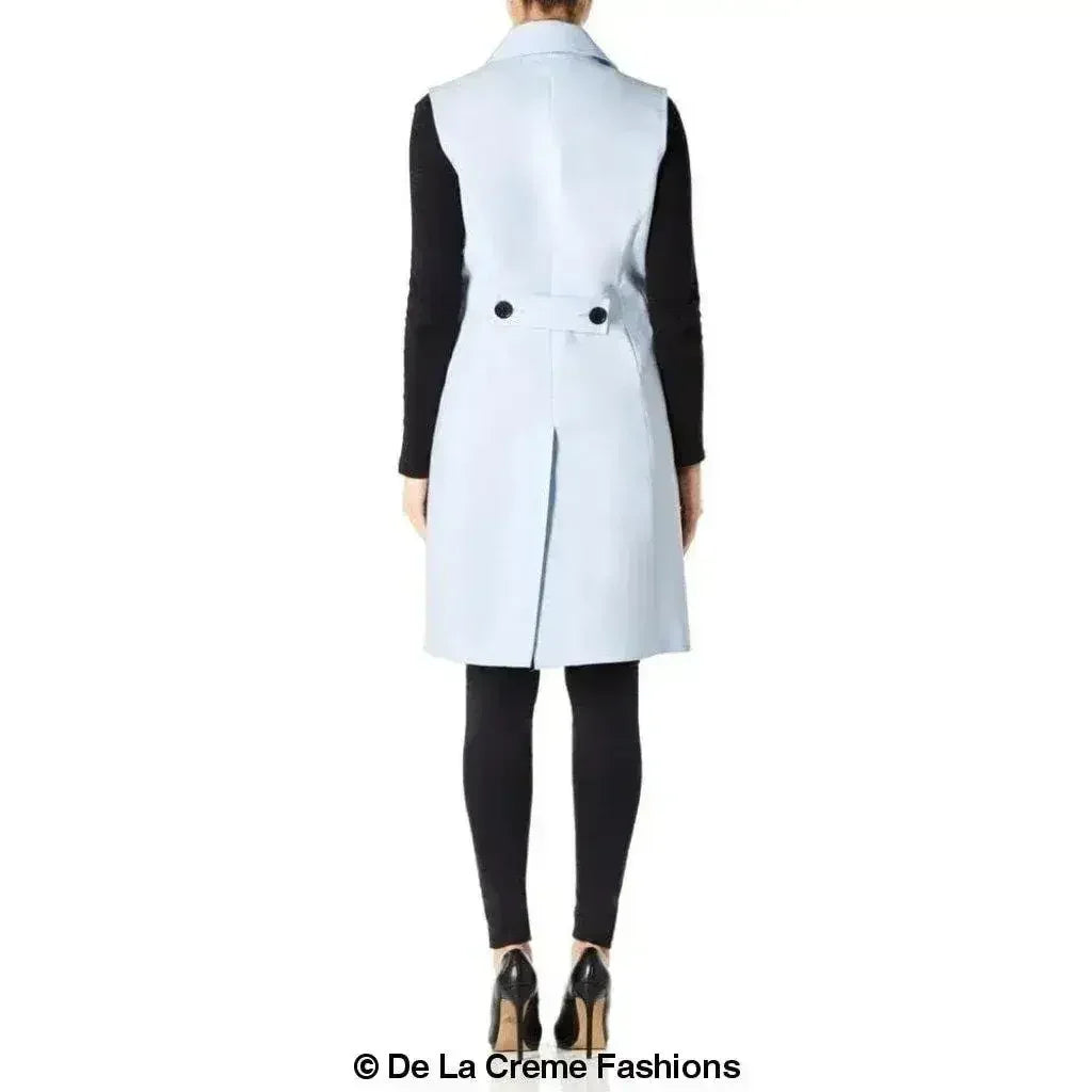 De La Creme - Womens Spring/Summer Sleeveless Hip Length Blazer Coat
