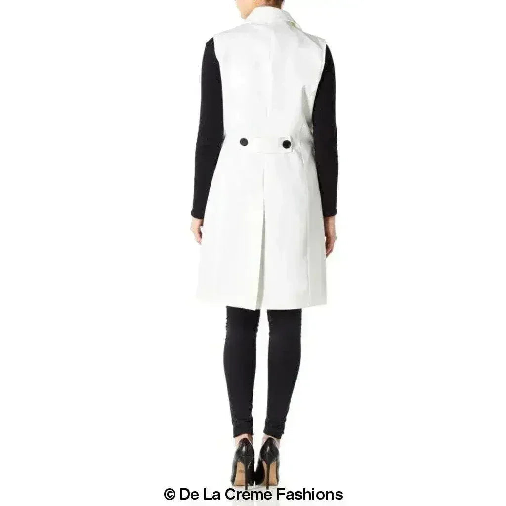 De La Creme - Womens Spring/Summer Sleeveless Hip Length Blazer Coat