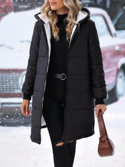 Plus Size Zip Up Hooded Winter Coat for Women