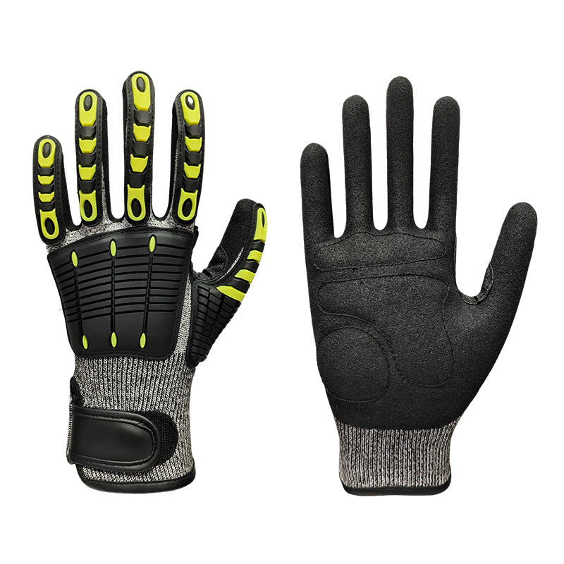Heavy Duty TPR Impact Gloves - Cut Resistant Mechanics Work Gloves With Anti-Crush Finger Protection, Oil Resistant &amp; Anti-Slip Grip For Construction  Rigging