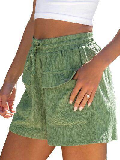 Drawstring High Waist Shorts with Pockets for Women