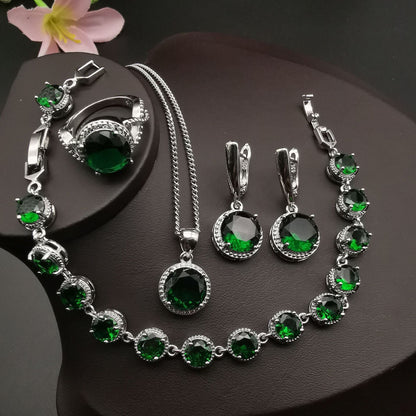European And American Style Jewelry Round Diamond 4 PCs Set