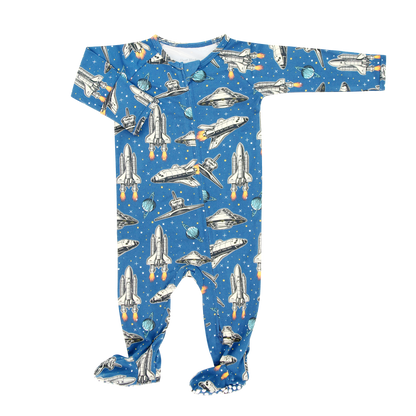 Deep In Orbit Zipper Footie
