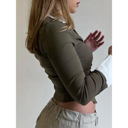Deep V Crop Top and Hook Closures