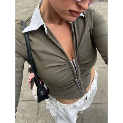Deep V Crop Top and Hook Closures