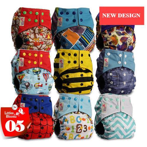 Modern 9/6PCS Set Bamboo Charcoal Washable Real Cloth Pocket NappiesFor Baby Boys and Girls Diaper Set In Modern Design