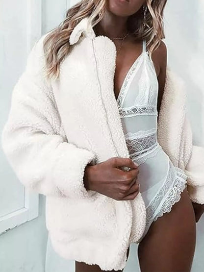Full Size Cozy Fleece Zip Up Jacket Plus Size