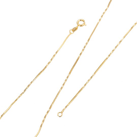 Delicate 24K Gold Plated 17.5 Inches Cocoon Necklace w/ Spring Ring, 1.4mm In Width, Necklace Ready To Wear | CN-251  Clearance Pricing