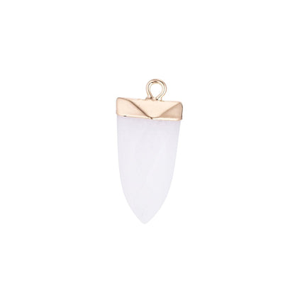 Delicate Mini Tusk Gemstone Drop Pendant, Dainty Horn Gemstone Charms Amethyst, Quartz, Amazonite Earring Necklace Jewelry Making Supply E-338 E-339